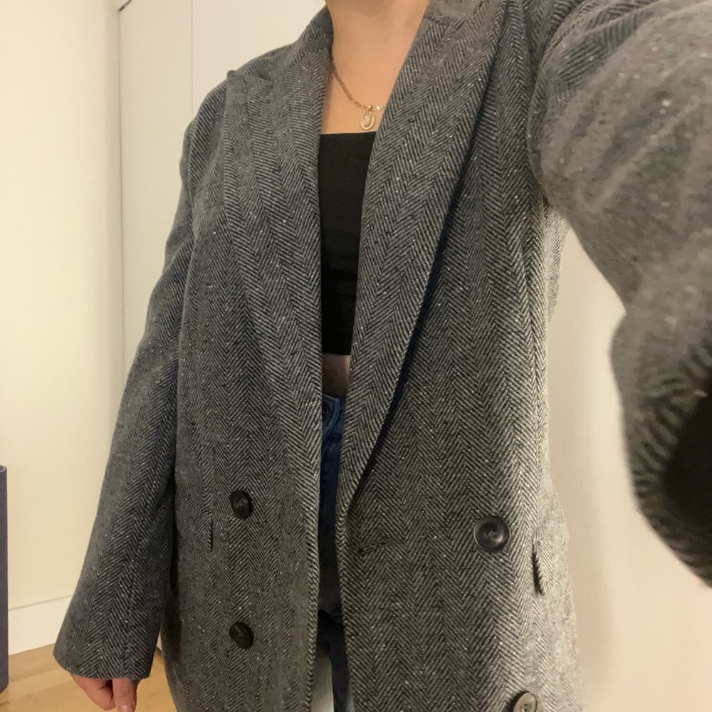 Women's Gray Herringbone Blazer